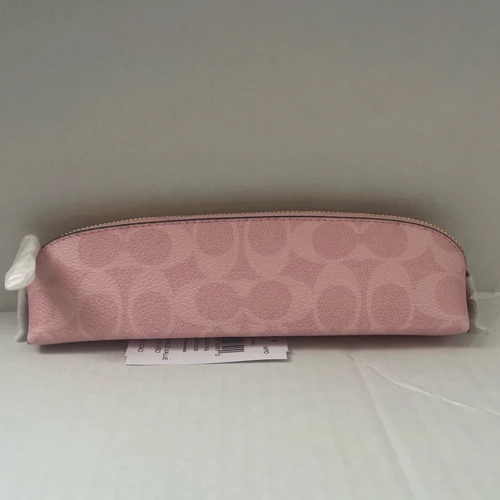 New Coach Notebook In Signature Canvas Gold/Powder Pink CEA49+pencil case CEA52